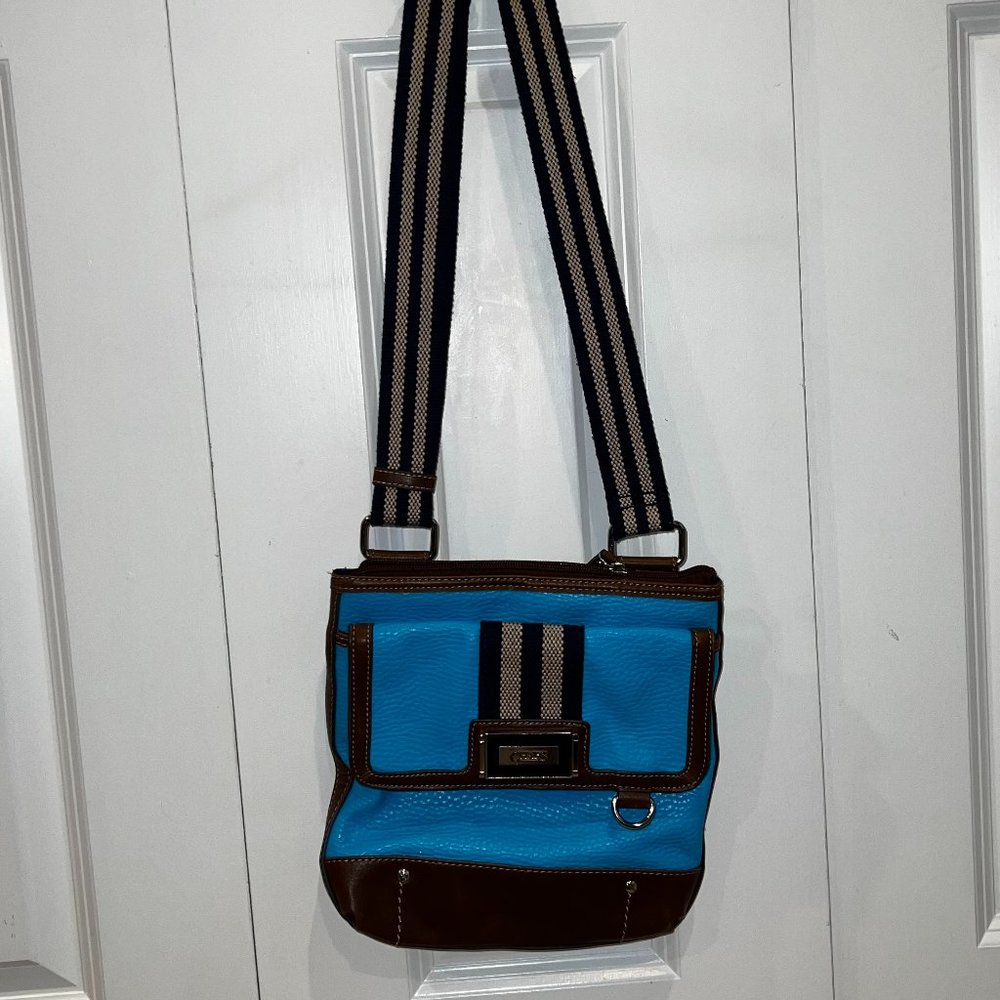 Chaps Blue Navy Brown Crossbody Shoulderbag